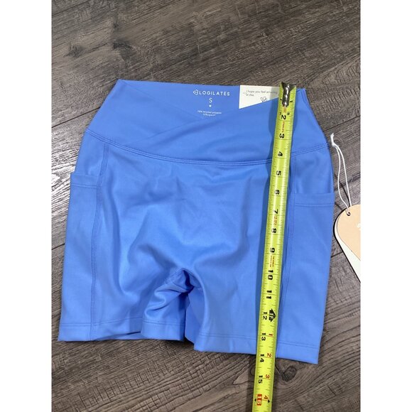 Blogilates Womens Blue Crossover Crunch Biker Shorts Size S Gymwear Athletic NWT - Picture 4 of 8